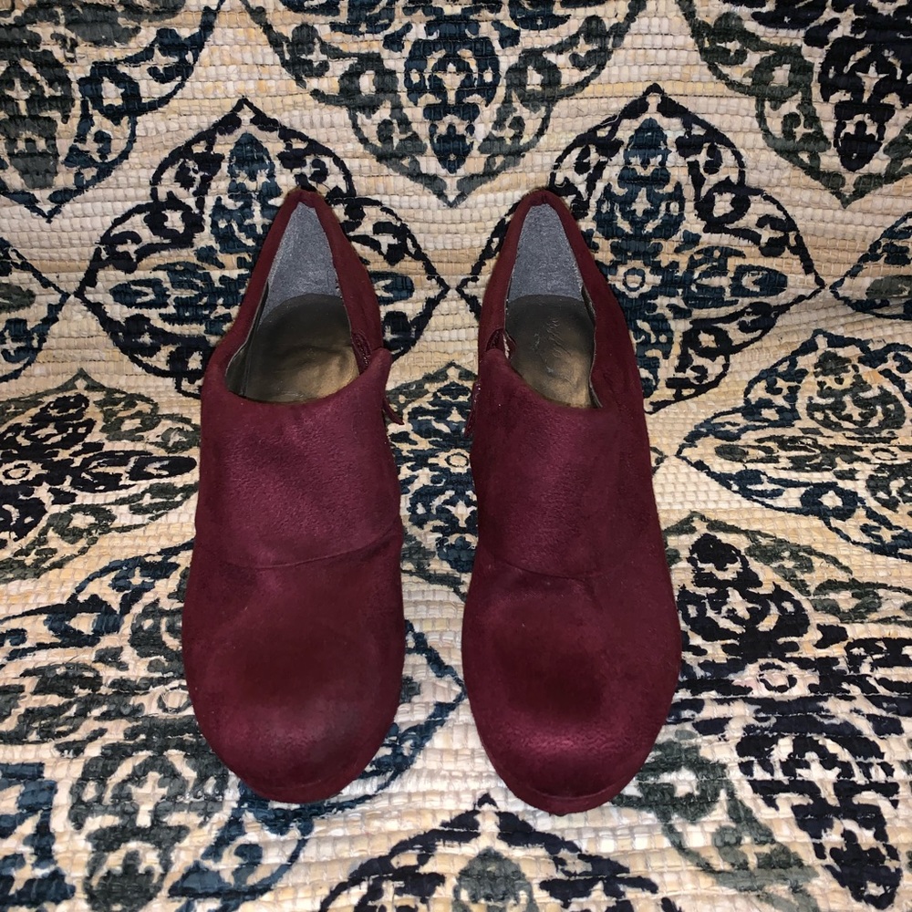 Berry Red Wedge Booties